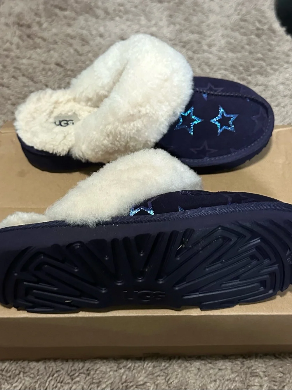 UGG Tan Iridescent Stars Slipper Box
